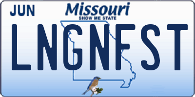 MO license plate LNGNFST