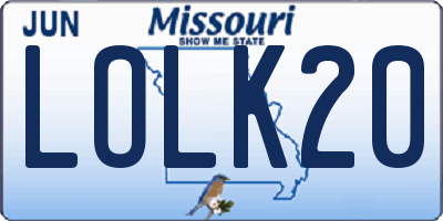 MO license plate LOLK20