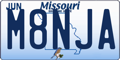MO license plate M8NJA