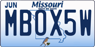 MO license plate MBOX5W