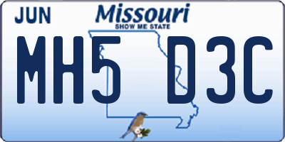 MO license plate MH5D3C