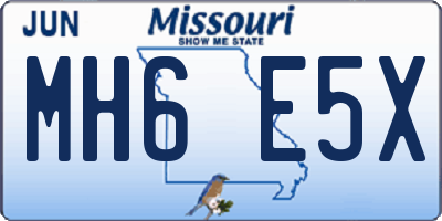 MO license plate MH6E5X
