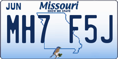 MO license plate MH7F5J