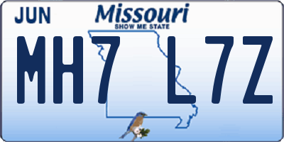 MO license plate MH7L7Z