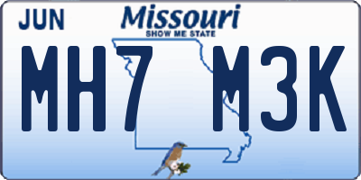 MO license plate MH7M3K