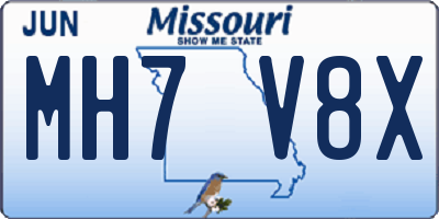 MO license plate MH7V8X