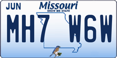 MO license plate MH7W6W