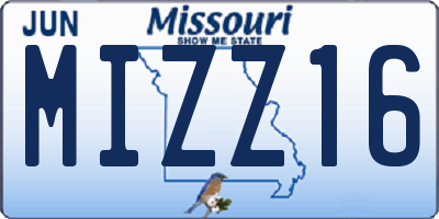 MO license plate MIZZ16