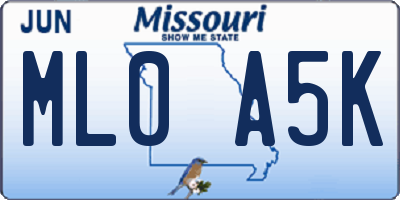 MO license plate ML0A5K