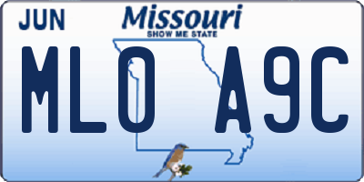 MO license plate ML0A9C