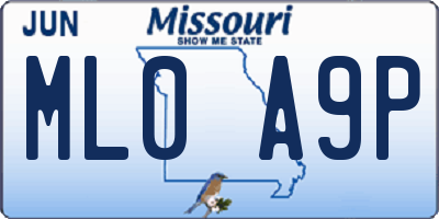 MO license plate ML0A9P