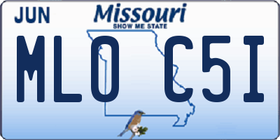 MO license plate ML0C5I