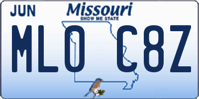MO license plate ML0C8Z