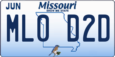 MO license plate ML0D2D