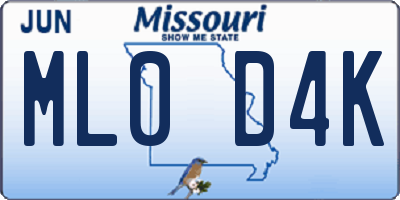 MO license plate ML0D4K
