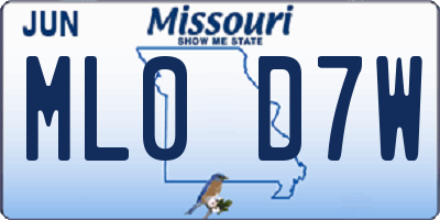 MO license plate ML0D7W