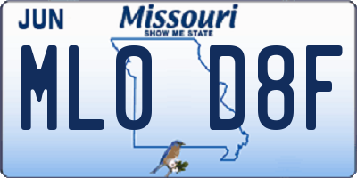 MO license plate ML0D8F