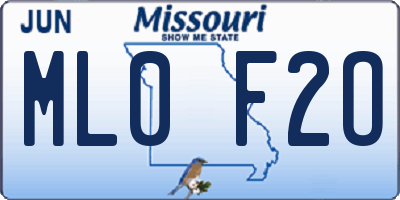MO license plate ML0F2O