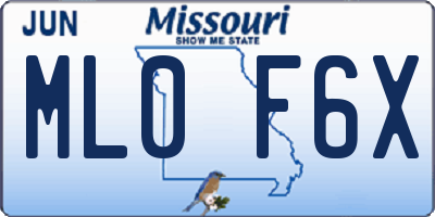 MO license plate ML0F6X