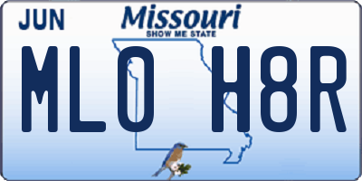 MO license plate ML0H8R