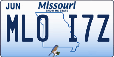 MO license plate ML0I7Z