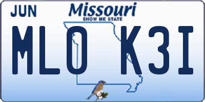 MO license plate ML0K3I