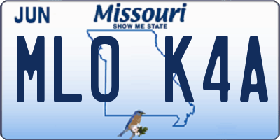 MO license plate ML0K4A