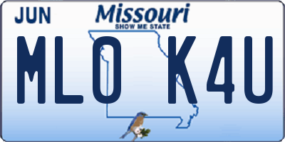 MO license plate ML0K4U