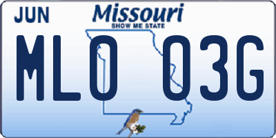 MO license plate ML0O3G