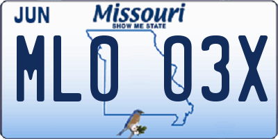 MO license plate ML0O3X