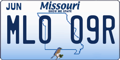 MO license plate ML0O9R