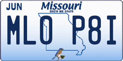 MO license plate ML0P8I