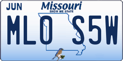 MO license plate ML0S5W
