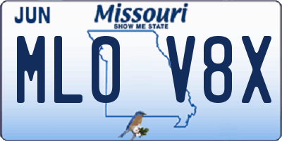 MO license plate ML0V8X