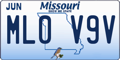MO license plate ML0V9V