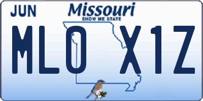 MO license plate ML0X1Z