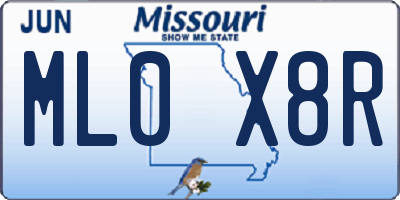 MO license plate ML0X8R