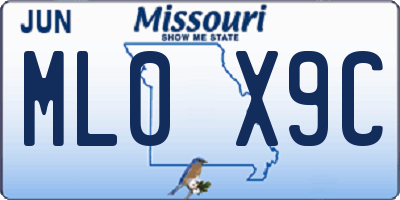 MO license plate ML0X9C