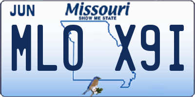 MO license plate ML0X9I