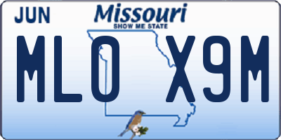 MO license plate ML0X9M