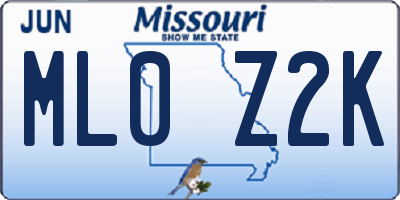 MO license plate ML0Z2K