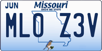MO license plate ML0Z3V