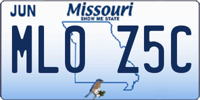MO license plate ML0Z5C