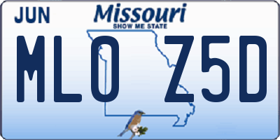 MO license plate ML0Z5D