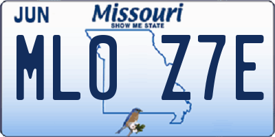 MO license plate ML0Z7E