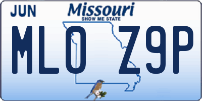 MO license plate ML0Z9P