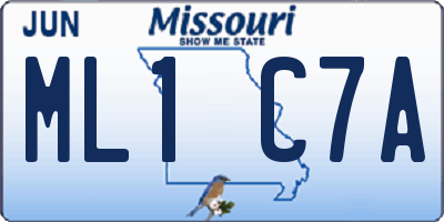 MO license plate ML1C7A