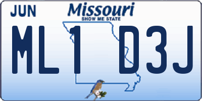MO license plate ML1D3J