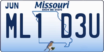 MO license plate ML1D3U