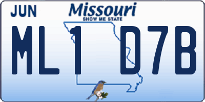 MO license plate ML1D7B
